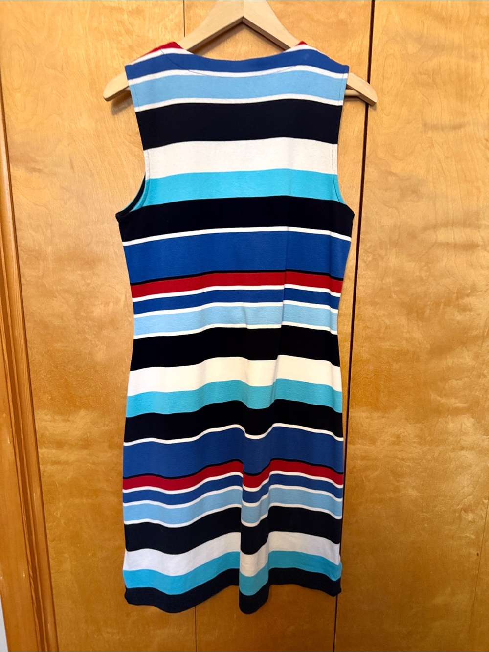 Chaps sleeveless striped dress Red White and Navy Striped size women Large - Picture 4 of 9